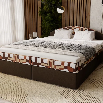 Manželská postel 180x200 LIZANA 2 s úložným prostorem - hnědá / vzor 1