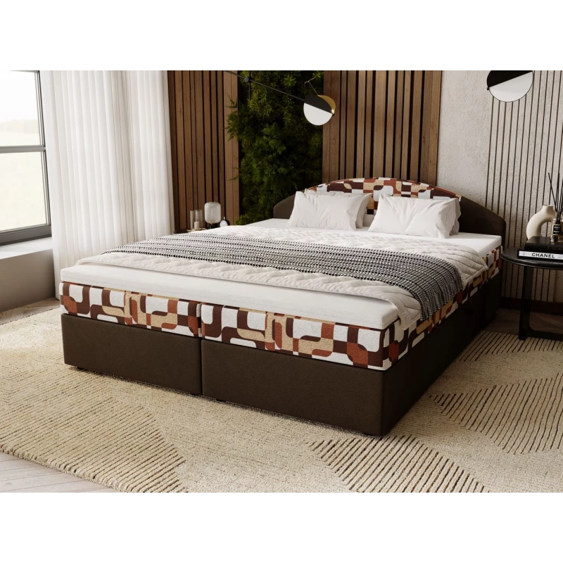 Manželská postel 180x200 LIZANA 2 s úložným prostorem - hnědá / vzor 1