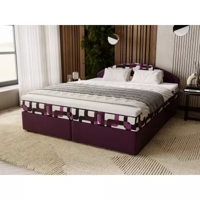 Manželská postel 160x200 LIZANA 2 s úložným prostorem - fialová / vzor 2