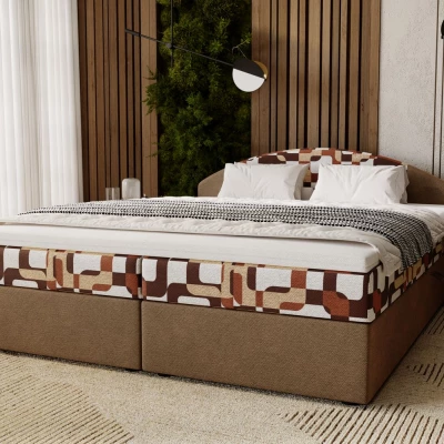 Manželská postel 160x200 LIZANA 2 s úložným prostorem - béžová / vzor 1