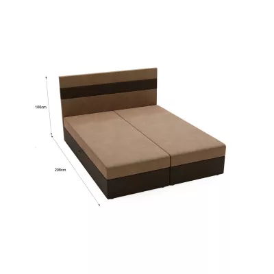 Manželská postel 180x200 ZOE 3 s úložným prostorem - hnědá / béžová