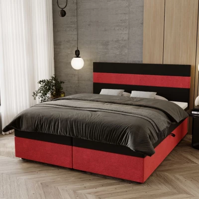Manželská postel 180x200 ZOE 3 s úložným prostorem - černá / červená
