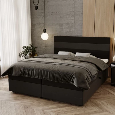 Manželská postel 180x200 ZOE 3 s úložným prostorem - černá / tmavě šedá