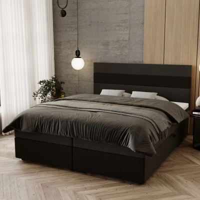Manželská postel 180x200 ZOE 3 s úložným prostorem - tmavě šedá / černá