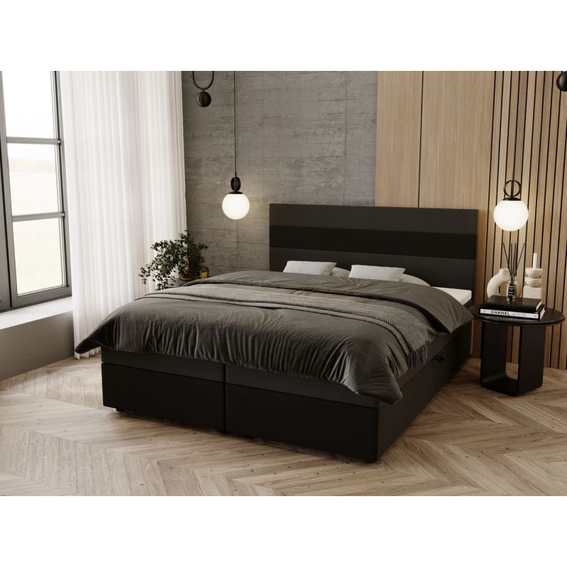Manželská postel 180x200 ZOE 3 s úložným prostorem - tmavě šedá / černá