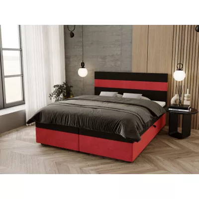Manželská postel 160x200 ZOE 3 s úložným prostorem - černá / červená