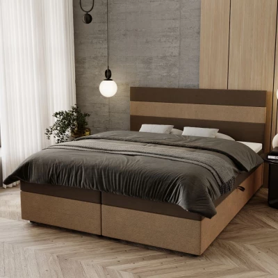 Manželská postel 140x200 ZOE 3 s úložným prostorem - hnědá / béžová