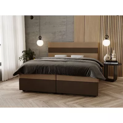 Manželská postel 140x200 ZOE 3 s úložným prostorem - béžová / hnědá