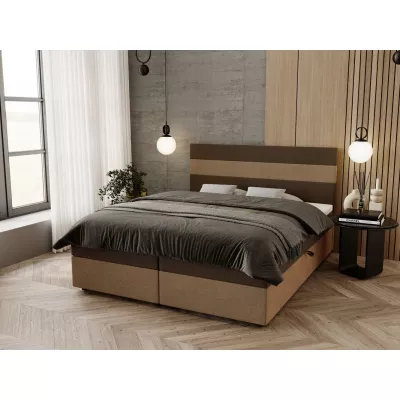 Manželská postel 160x200 ZOE 2 s úložným prostorem - hnědá / béžová