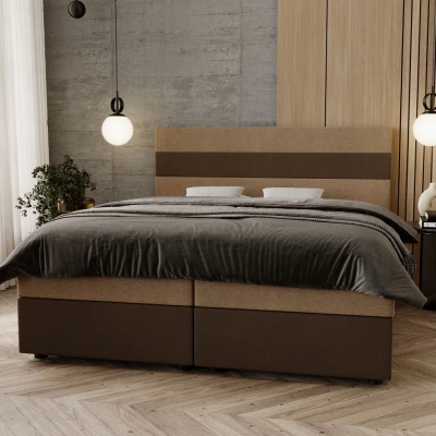 Manželská postel 160x200 ZOE 2 s úložným prostorem - béžová / hnědá