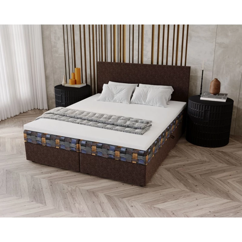 Čalouněná postel 180x200 OTILIE 3 s úložným prostorem - světle hnědá + vzor