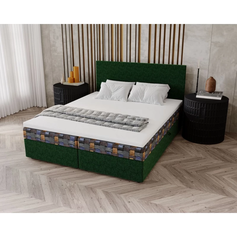Čalouněná postel 180x200 OTILIE 3 s úložným prostorem - zelená + vzor