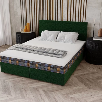 Čalouněná postel 160x200 OTILIE 3 s úložným prostorem - zelená + vzor