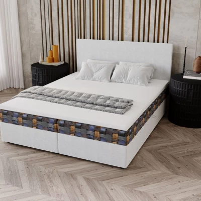 Čalouněná postel 160x200 OTILIE 3 s úložným prostorem - bílá + vzor