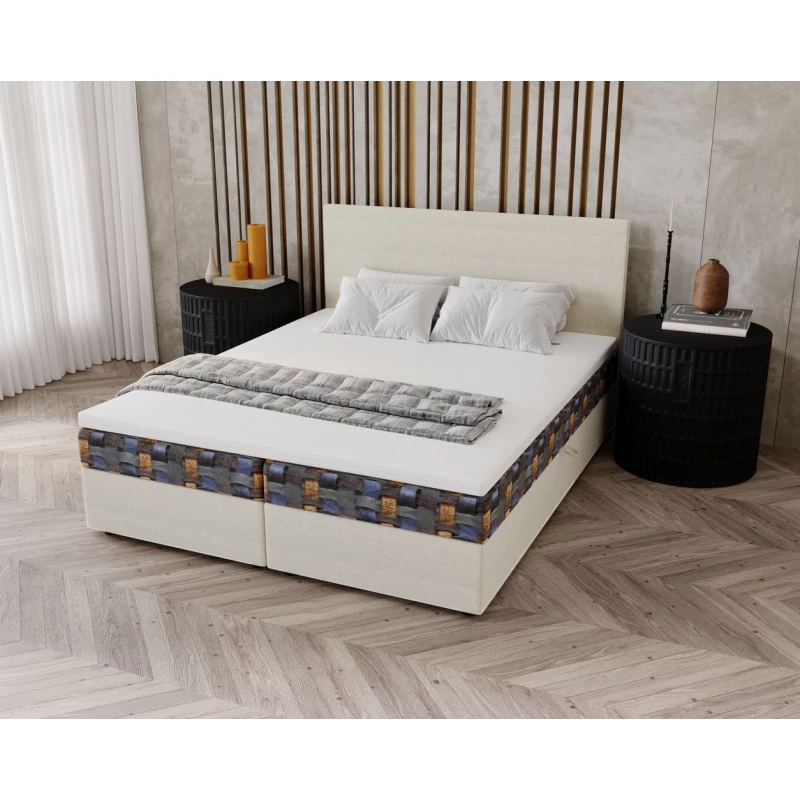 Čalouněná postel 160x200 OTILIE 3 s úložným prostorem - krémová + vzor
