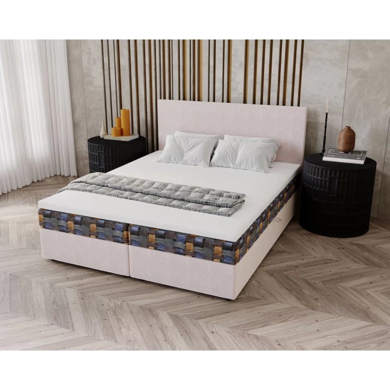 Čalouněná postel 140x200 OTILIE 3 s úložným prostorem - béžová + vzor