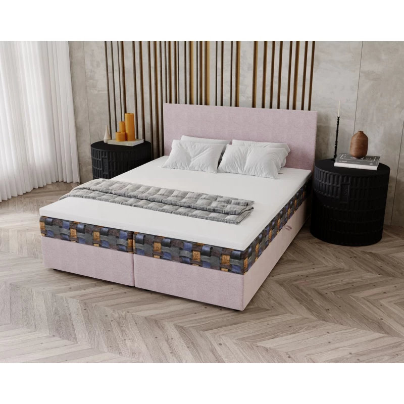 Čalouněná postel 160x200 OTILIE 2 s úložným prostorem - růžová + vzor