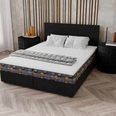 Čalouněná postel 140x200 OTILIE 2 s úložným prostorem - antracit + vzor