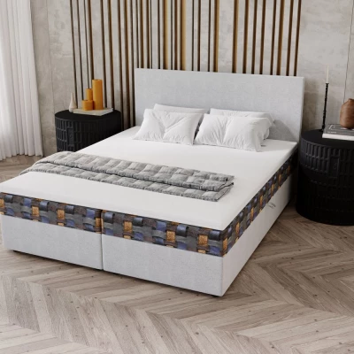 Čalouněná postel 140x200 OTILIE 2 s úložným prostorem - světle šedá + vzor