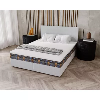 Čalouněná postel 140x200 OTILIE 2 s úložným prostorem - světle šedá + vzor