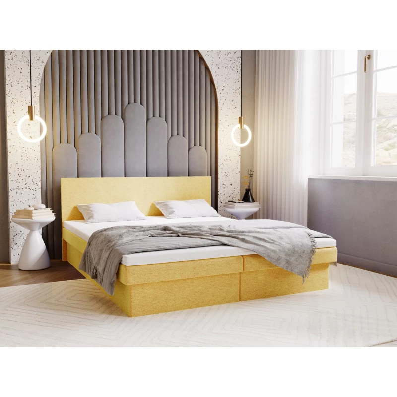 Čalouněná postel 160x200 AVRIL 2 s úložným prostorem - žlutá
