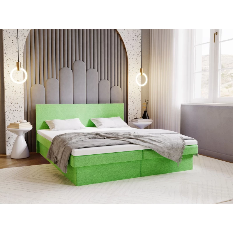 Čalouněná postel 140x200 AVRIL 2 s úložným prostorem - zelená