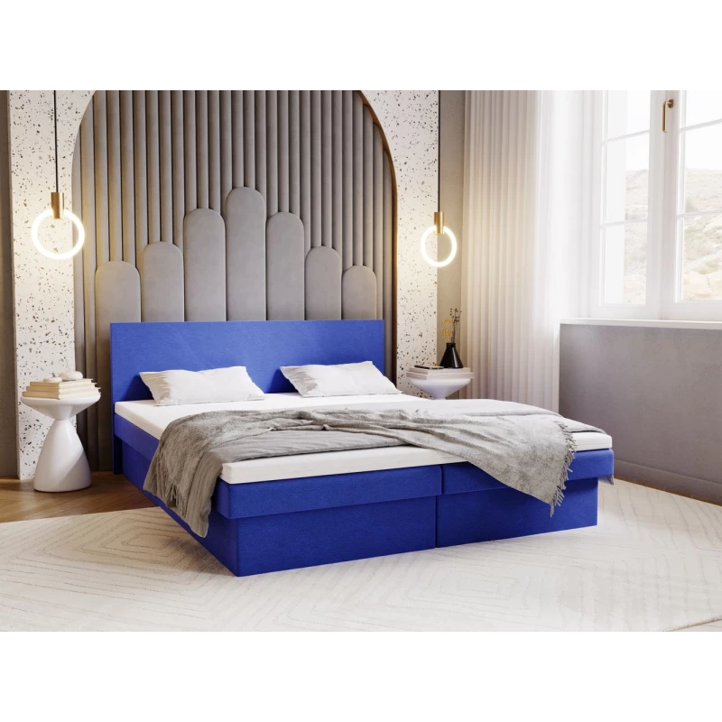 Čalouněná postel 140x200 AVRIL 2 s úložným prostorem - modrá