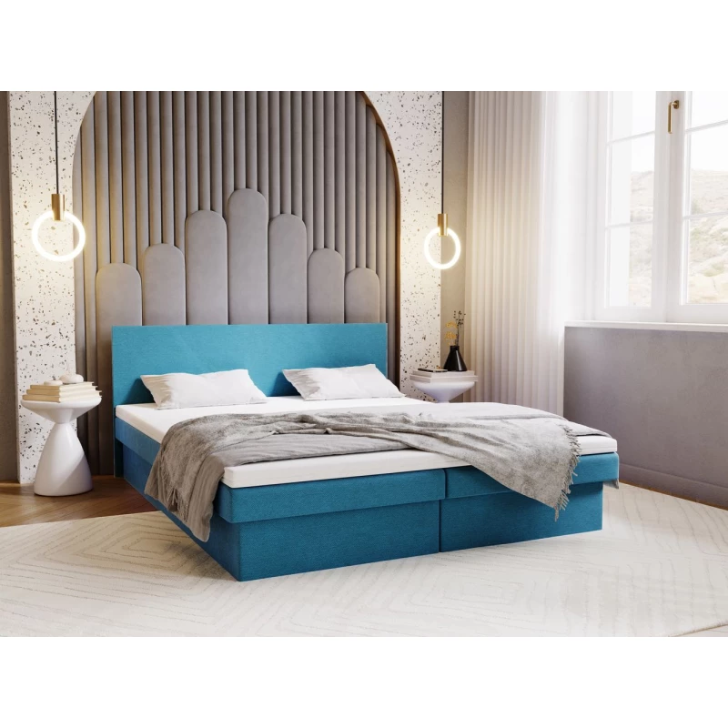 Čalouněná postel 140x200 AVRIL 1 s úložným prostorem - tyrkysová
