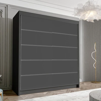 Dvoudveřová šatní skříň NICA - šířka 180 cm, černá