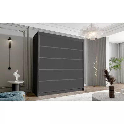 Dvoudveřová šatní skříň NICA - šířka 180 cm, černá