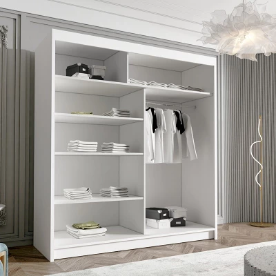 Dvoudveřová šatní skříň NICA - šířka 180 cm, černá