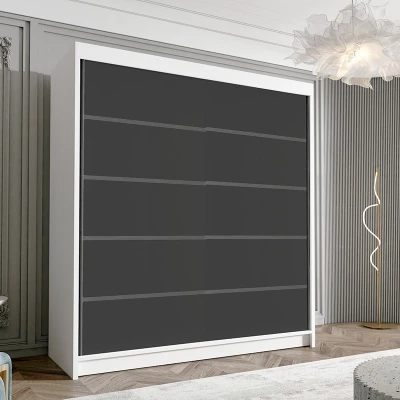 Dvoudveřová šatní skříň NICA - šířka 180 cm, bílá / černá