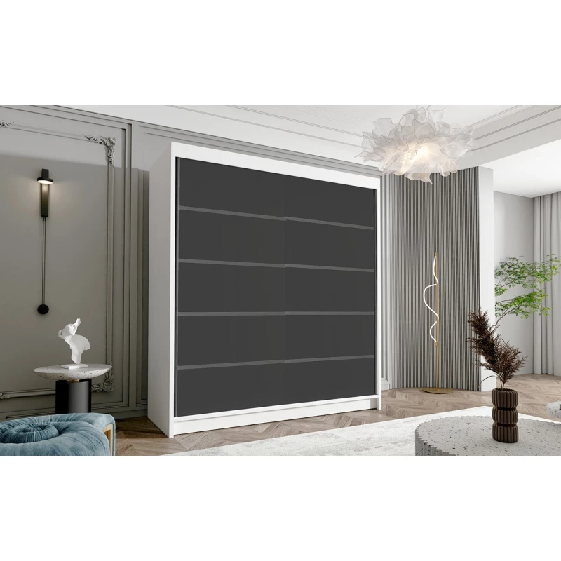 Dvoudveřová šatní skříň NICA - šířka 180 cm, bílá / černá