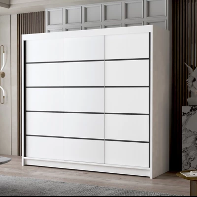 Třídveřová šatní skříň NICA - šířka 200 cm, bílá