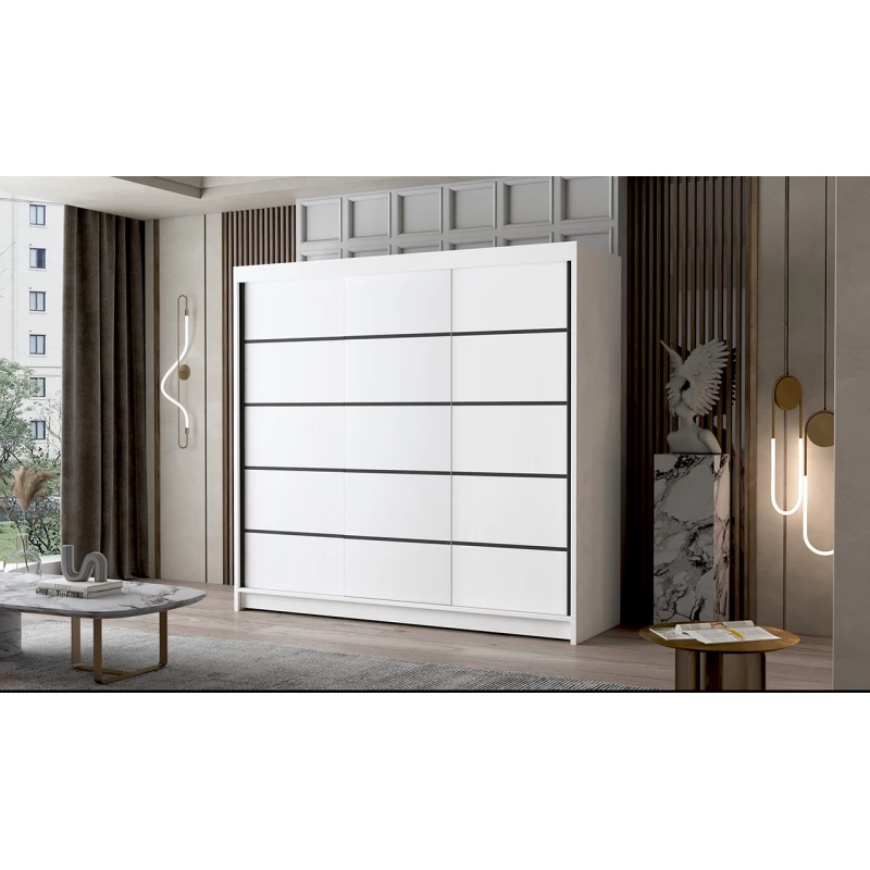 Třídveřová šatní skříň NICA - šířka 200 cm, bílá