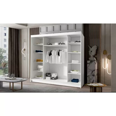 Třídveřová šatní skříň NICA - šířka 200 cm, bílá / černá