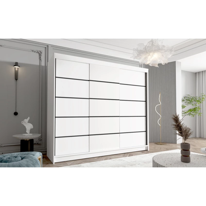 Třídveřová šatní skříň NICA - šířka 250 cm, bílá