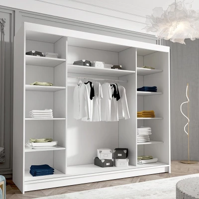 Třídveřová šatní skříň NICA - šířka 250 cm, černá