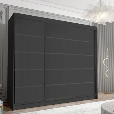 Třídveřová šatní skříň NICA - šířka 250 cm, černá