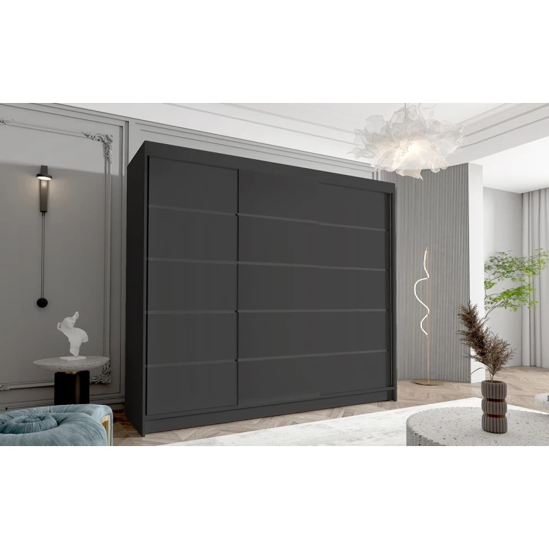 Třídveřová šatní skříň NICA - šířka 250 cm, černá