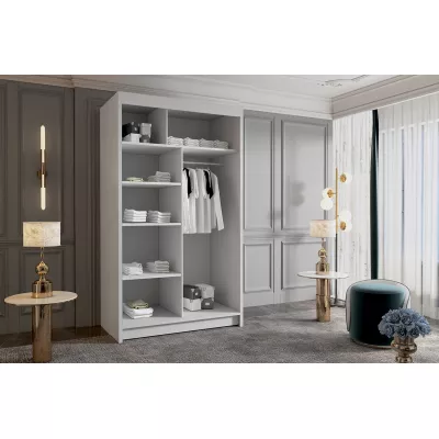 Šatní skříň se zrcadlem MILINA - 100 cm, bílá / černá