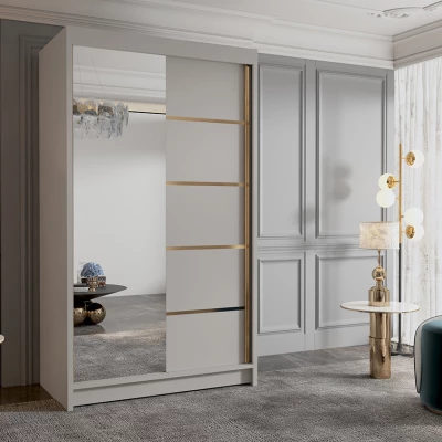 Šatní skříň se zrcadlem MILINA - 100 cm, kašmír