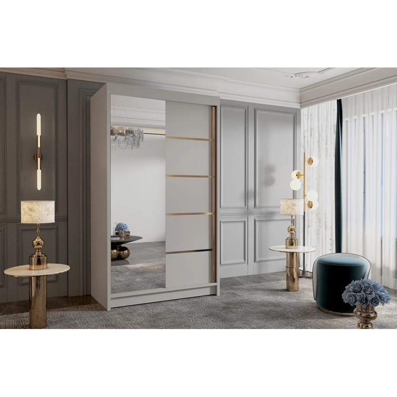 Šatní skříň se zrcadlem MILINA - 100 cm, kašmír