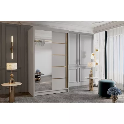 Šatní skříň se zrcadlem MILINA - 100 cm, kašmír