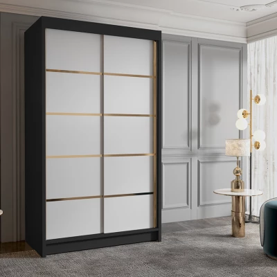 Šatní skříň MILINA - 100 cm, černá / bílá