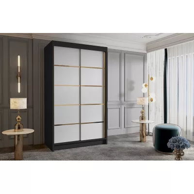 Šatní skříň MILINA - 100 cm, černá / bílá