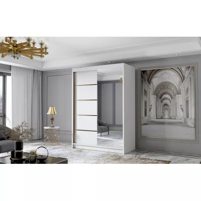 Šatní skříň se zrcadlem MILINA - 120 cm, bílá