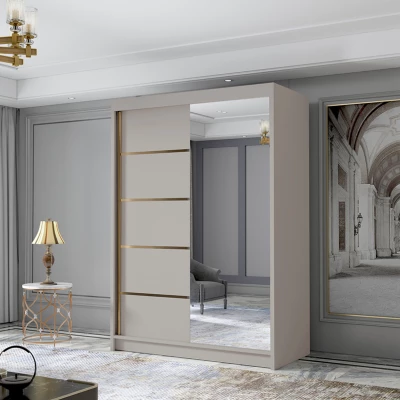 Šatní skříň se zrcadlem MILINA - 120 cm, kašmír