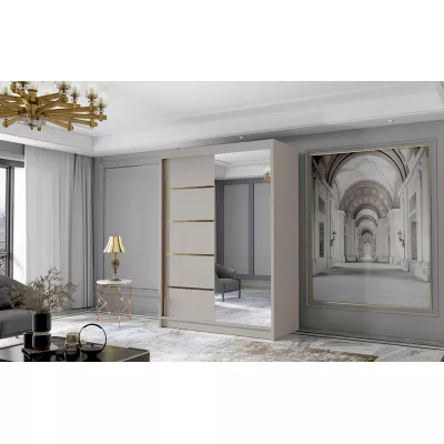 Šatní skříň se zrcadlem MILINA - 120 cm, kašmír