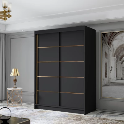 Šatní skříň MILINA - 120 cm, černá